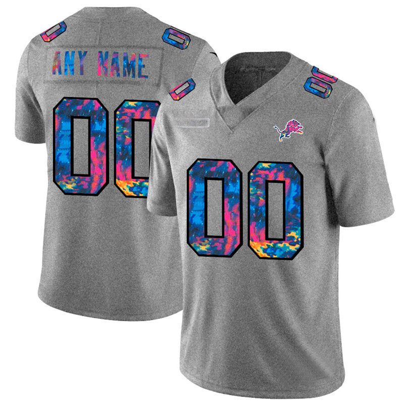 Custom1 Detroit Lions Multi-Color 2020 Crucial Catch Vapor Untouchable Limited Jersey1 Greyheather Stitched American Football Jerseys