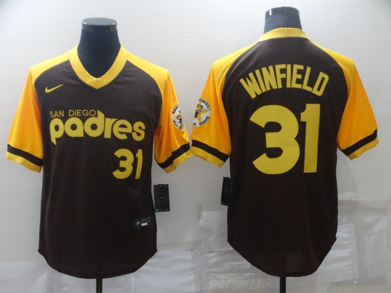 Men's San Diego Padres Dave Winfield Brown Stitched Jersey