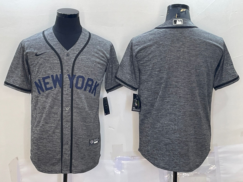 Men's New York Yankees1 Gray Authentic Blank Jersey