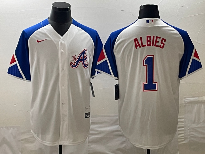 Men's Atlanta Braves Ozzie Albies White 2023 City Connect Replica Player Jersey1