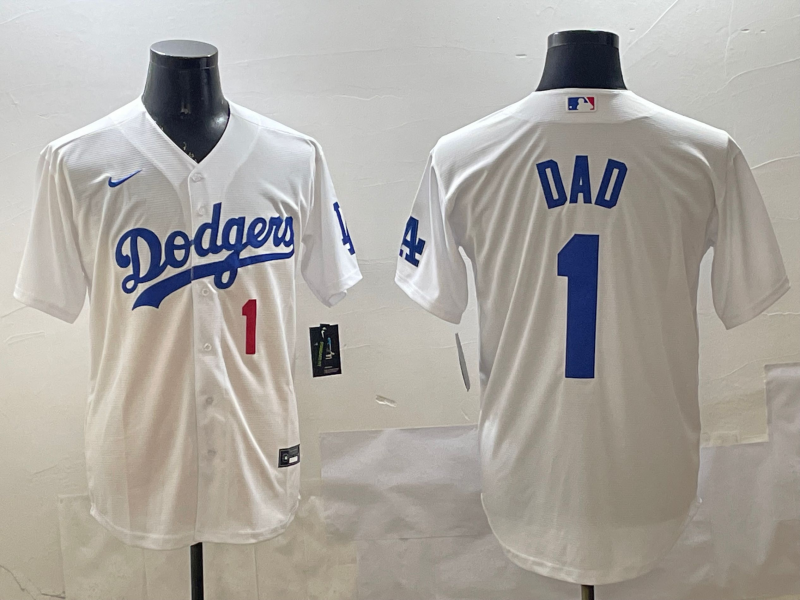 Men's Los Angeles Dodgers White Dad Home Replica Player Jersey