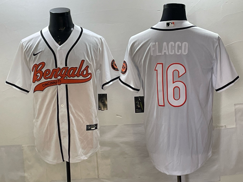 Men's Cincinnati Bengals Joe Flacco White Team Game Jersey