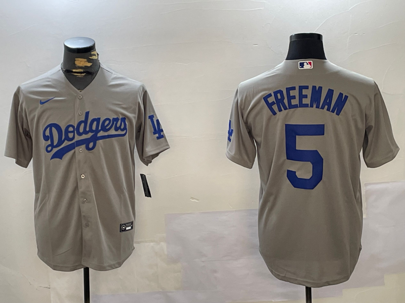 Men's Los Angeles Dodgers Freddie Freeman Gray Game Player Jersey
