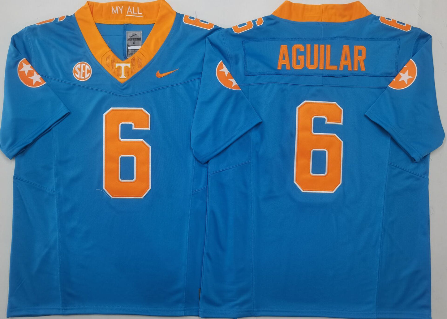 Men's Tennessee Volunteers Joey Aguilar #6 Blue Player Game Jersey