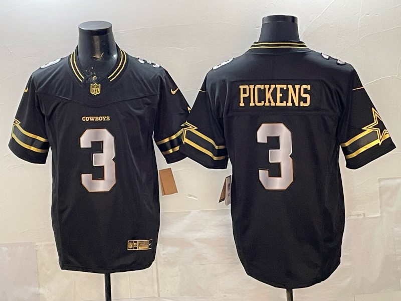 Men's Dallas Cowboys George Pickens #3 Black Player Jersey