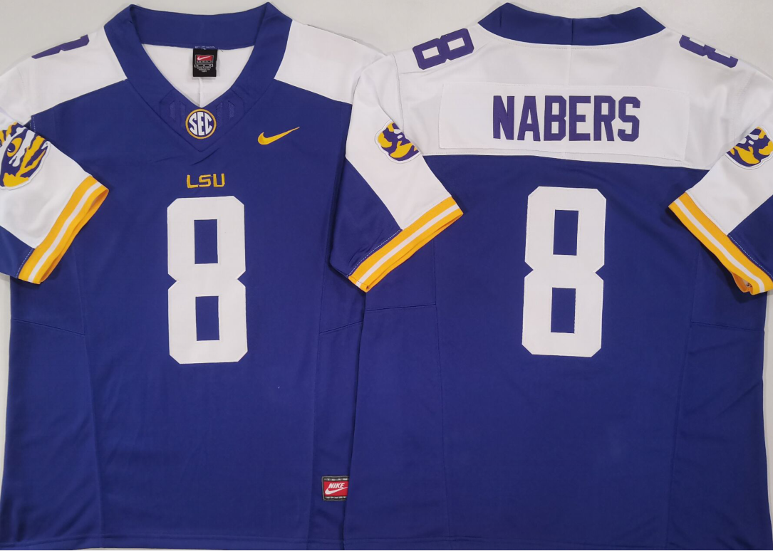 Men's LSU Tigers Malik Nabers Purple Game Jersey