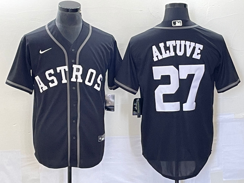 Men's Houston Astros Jose Altuve Black Lights Out Replica Player Jersey