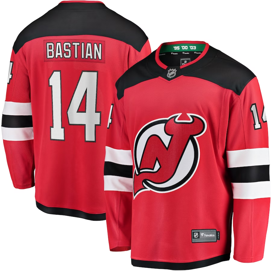 Men's New Jersey1 Devils Nate Bastian #14 Red Player Game Jersey1