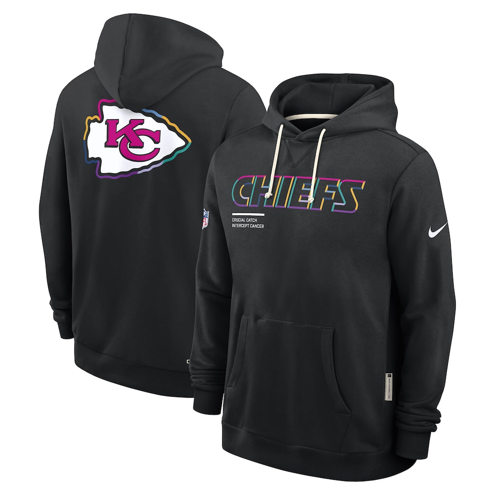 Men's Kansas City Chiefs Black 2025 NFL Crucial Catch Sideline Standard Issue Dri-FIT Hoodie