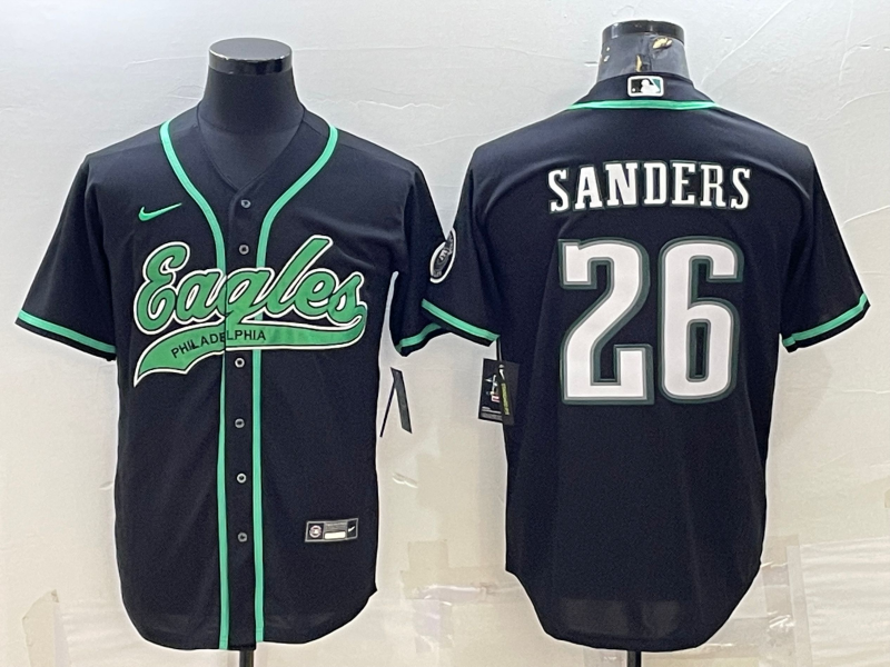 Men's Philadelphia Eagles Miles Sanders Black Game Jersey Joint Edition