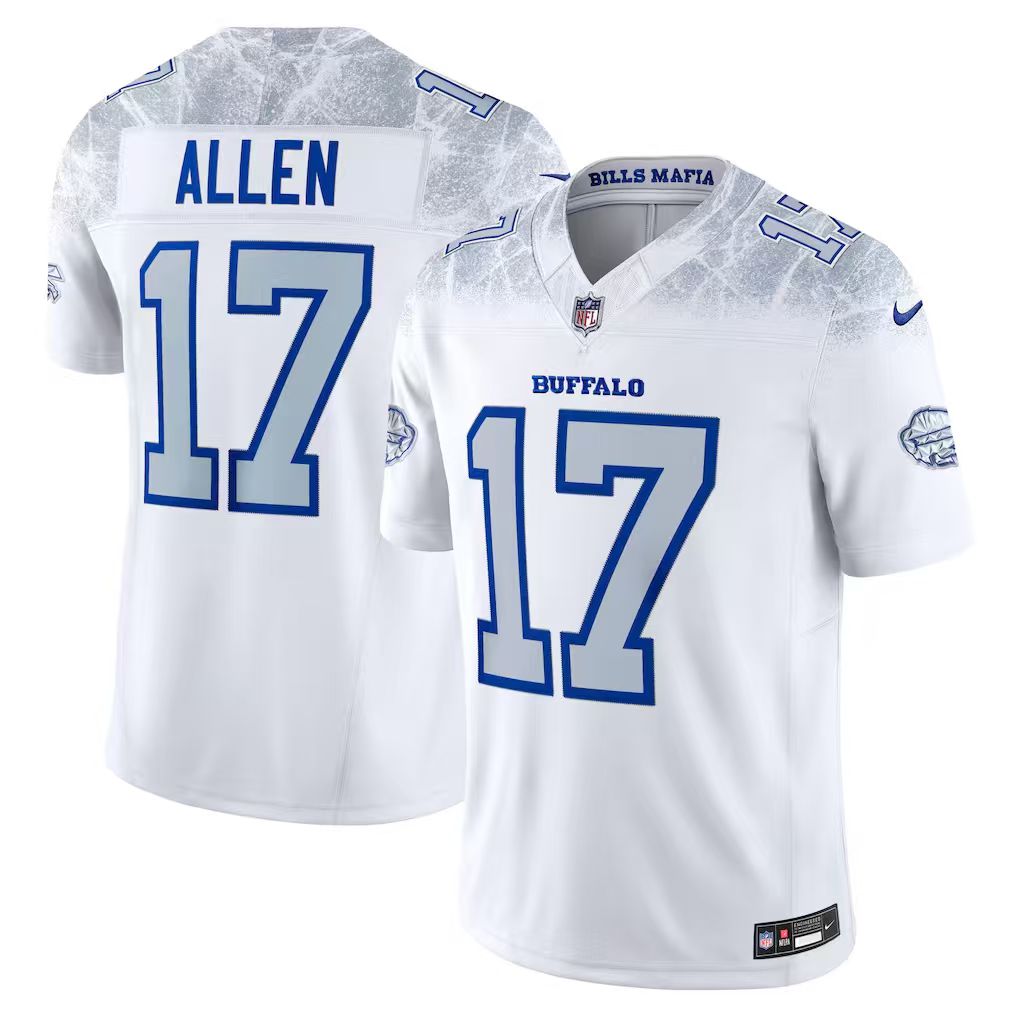 Men's Buffalo Bills Josh Allen White 2025 Rivalries Collection F.U.S.E. VaporLimited Stitched Jersey