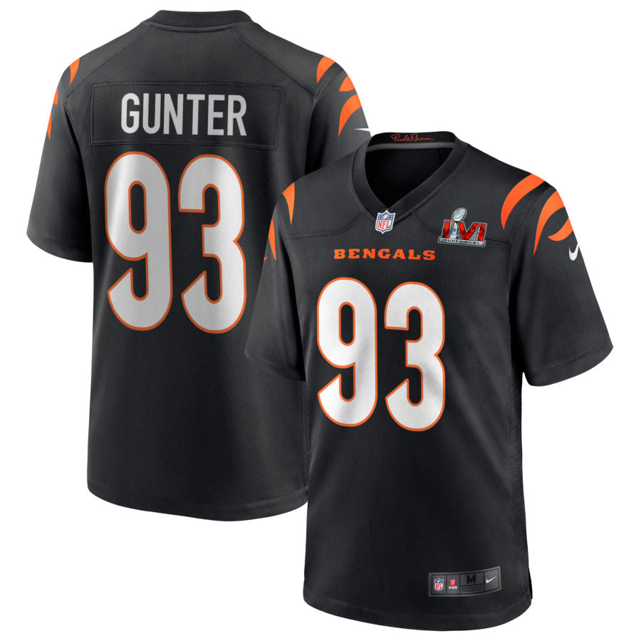 Jeff Gunter Cincinnati Bengals Super Bowl LVI Game Jersey - Black