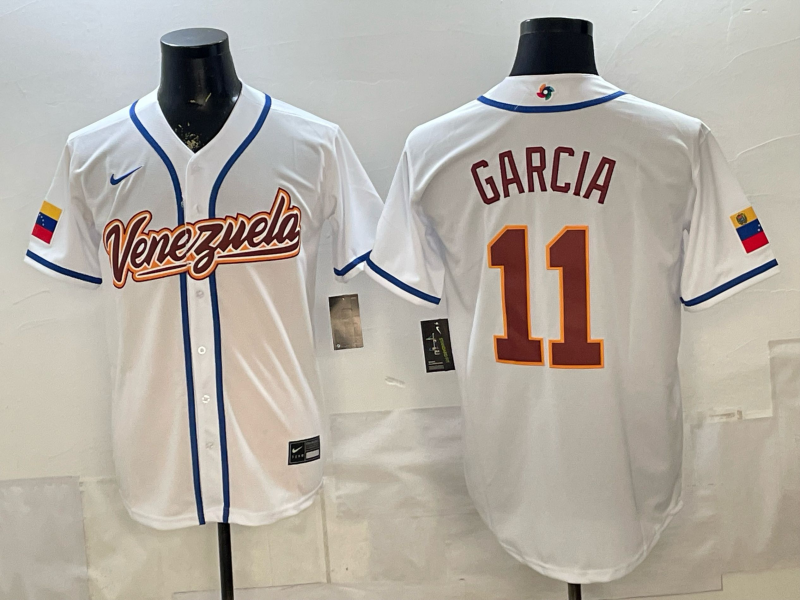 Men's Venezuela Baseball Avisail Garcia #11 White 2026 World Baseball Classic Stadium Jersey