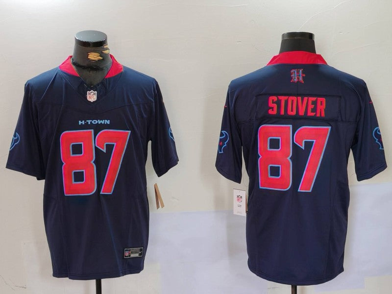 Men's Houston Texans Cade Stover Navy 2nd Alternate Game Jersey