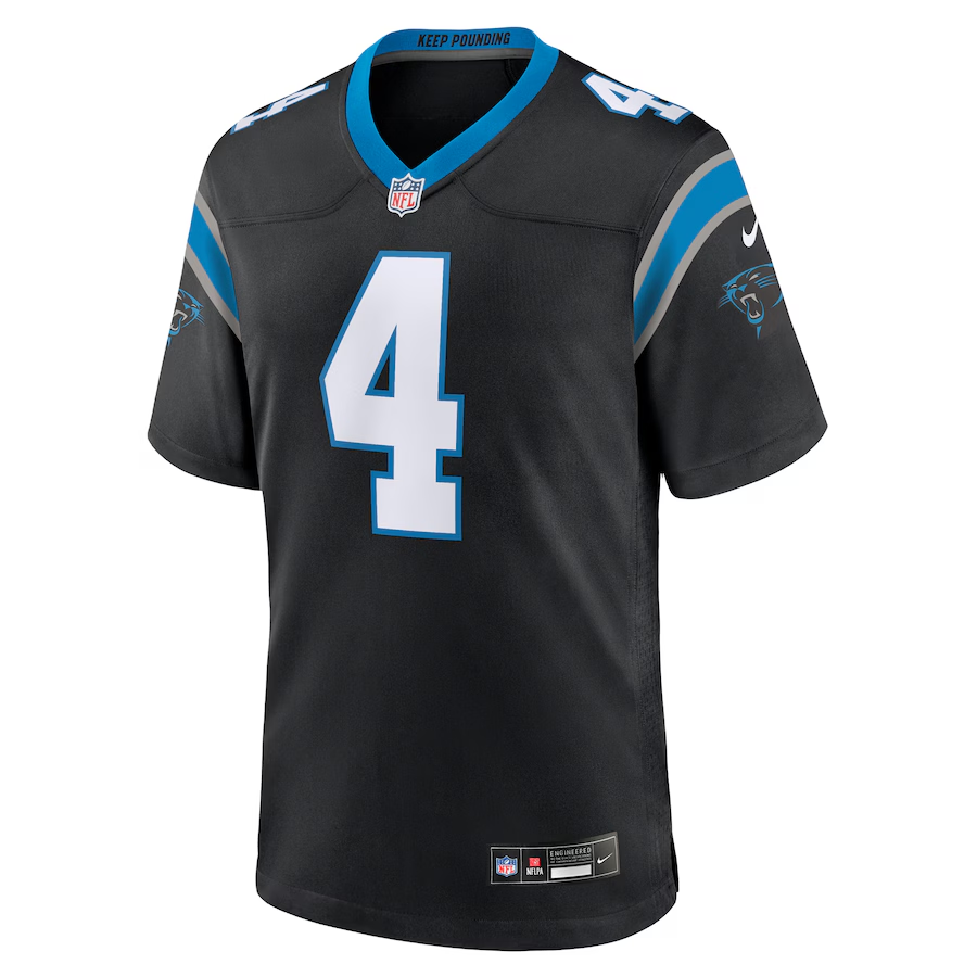 Men's Carolina Panthers Tetairoa McMillan Black 2025 NFL Draft First Round Pick Game Jersey