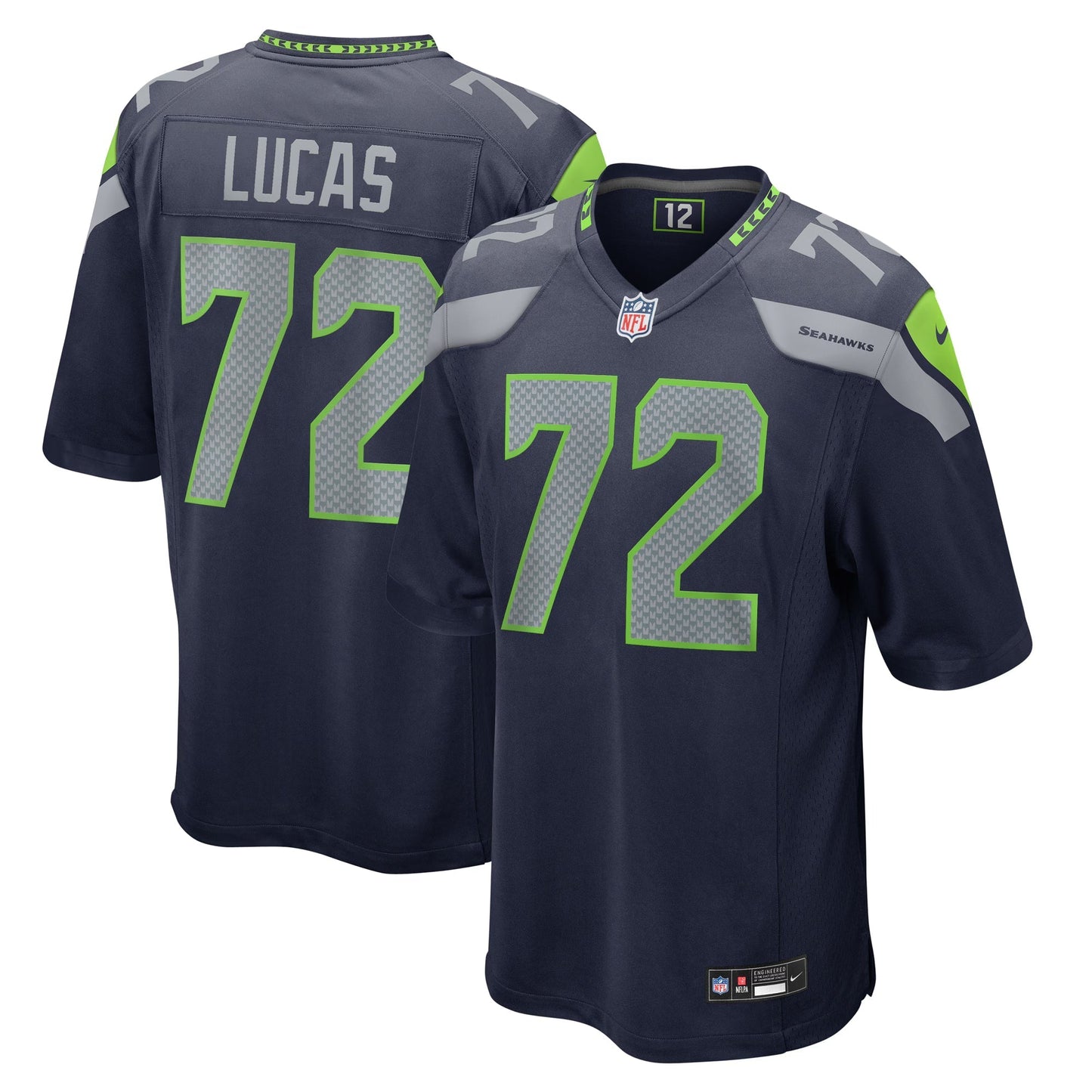 Seattle Seahawks Abraham Lucas College Navy Game Jersey