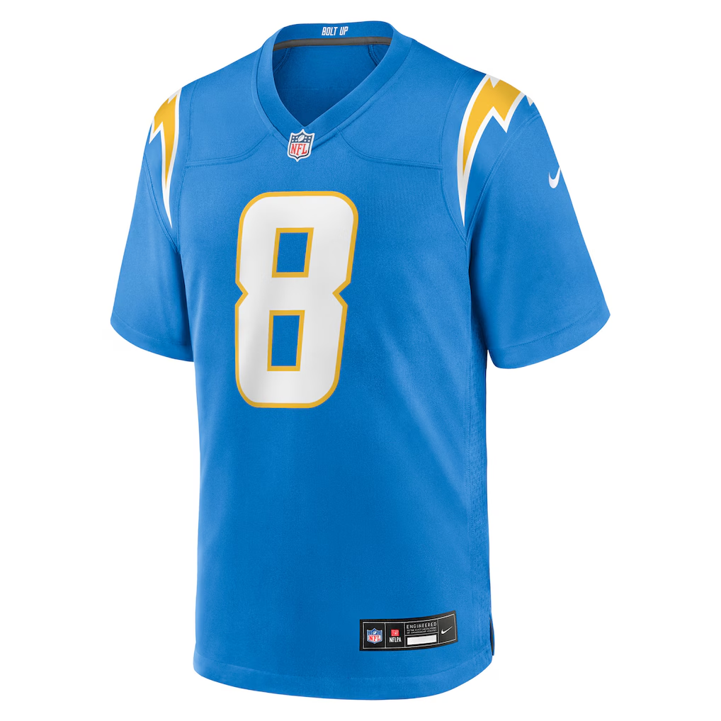 Men's Los Angeles Chargers Omarion Hampton Powder Blue 2025 NFL Draft First Round Pick Game Jersey