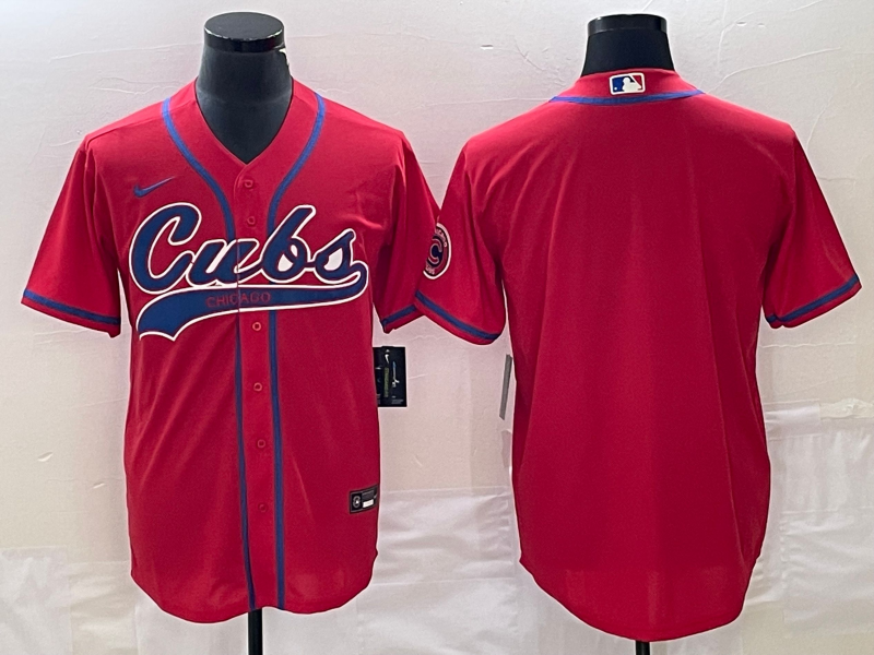Men's Chicago Cubs1 Red Blank Replica Jersey