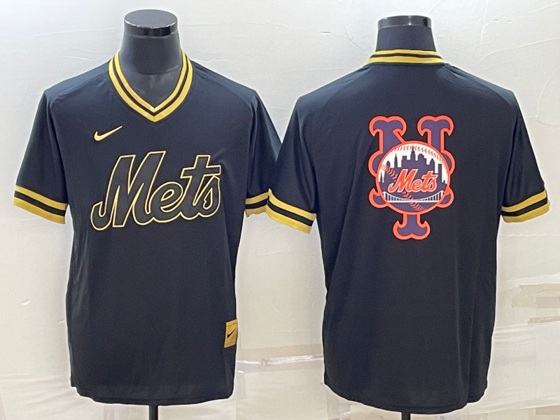 Men's New York Mets1 Black Replica Player Jersey