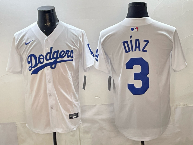Men's Los Angeles Dodgers Edwin Diaz #3 White Home Replica Jersey