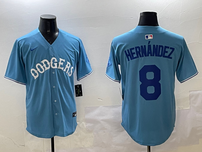 Men's Los Angeles Dodgers Enrique Hernandez Light Blue Replica Player Jersey