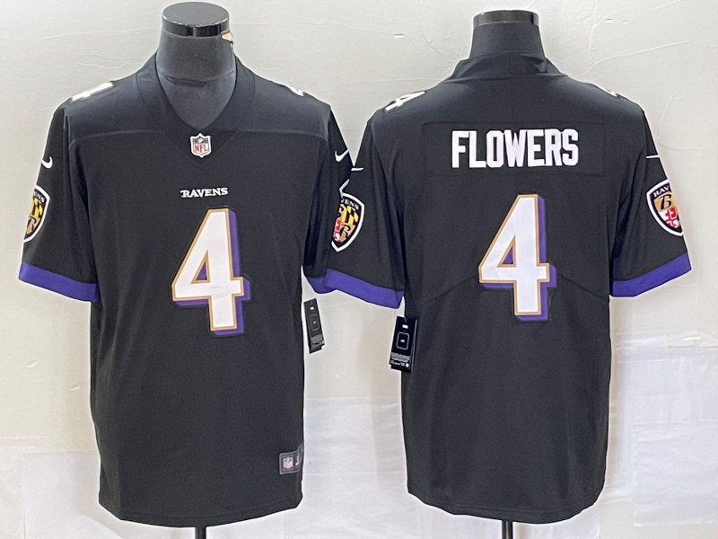 Men's Baltimore Ravens Zay Flowers Black Team Game Jersey