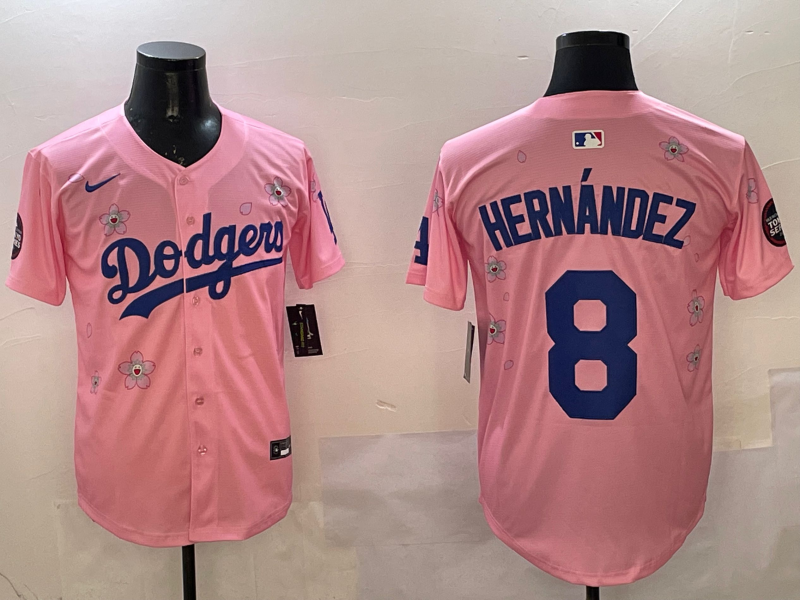 Men's Los Angeles Dodgers Enrique Hernandez Pink Alternate Replica Player Jersey