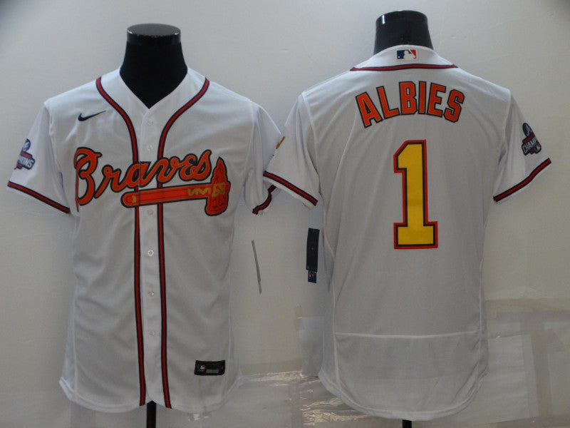 Men's Atlanta Braves Ozzie Albies White Replica Jersey Champion Edition