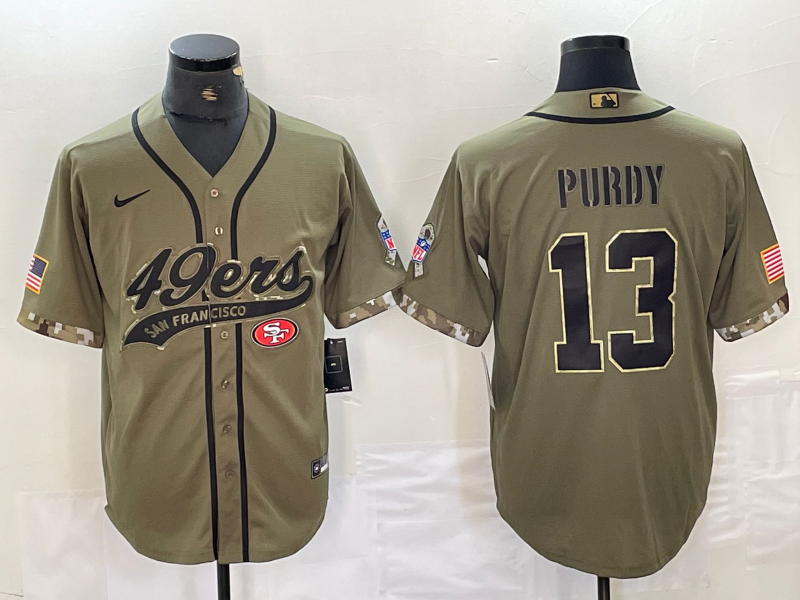 Men's San Francisco 49ers Brock Purdy Olive 2022 Salute To Service Jersey Joint Edition