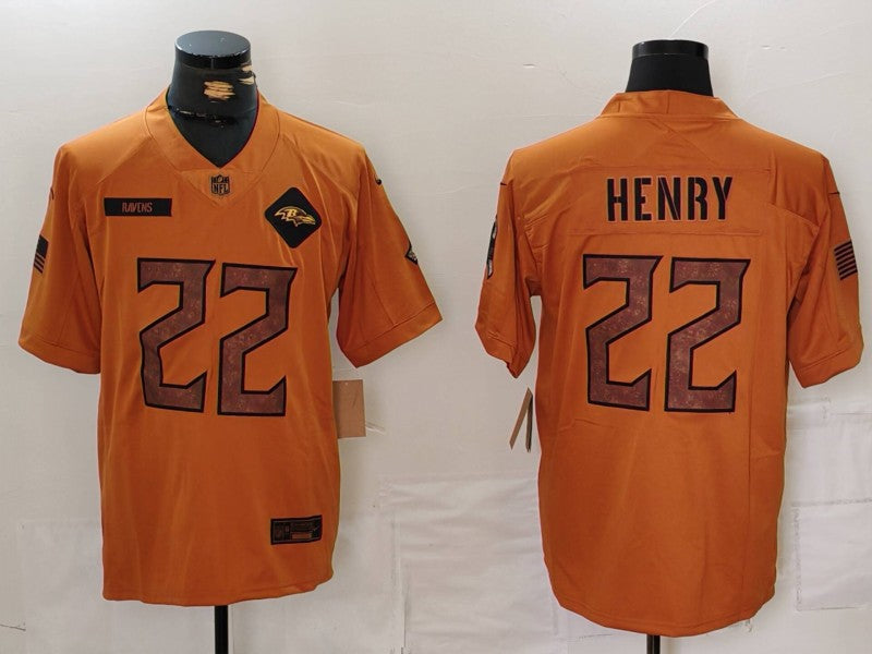 Men's Baltimore Ravens Derrick Henry Brown 2023 Salute To Service Limited Jersey