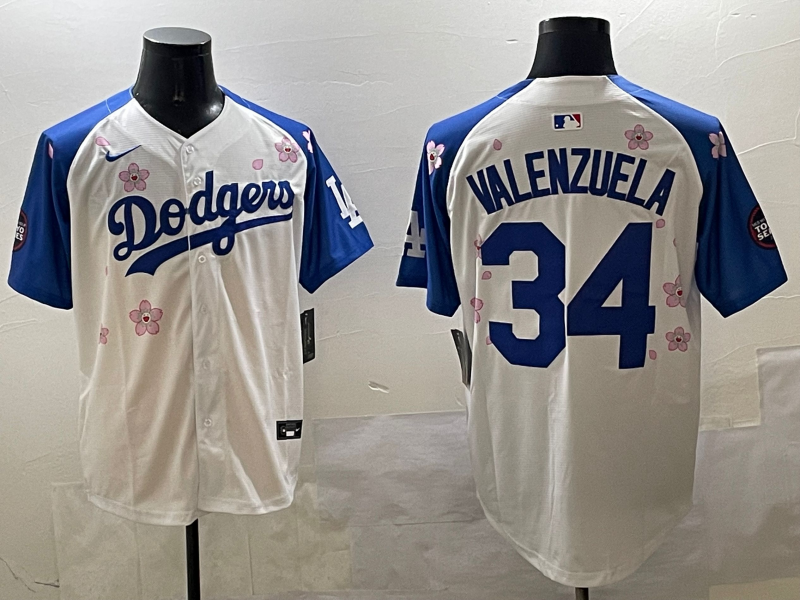 Men's Los Angeles Dodgers1 Fernando Valenzuela White Game Jersey