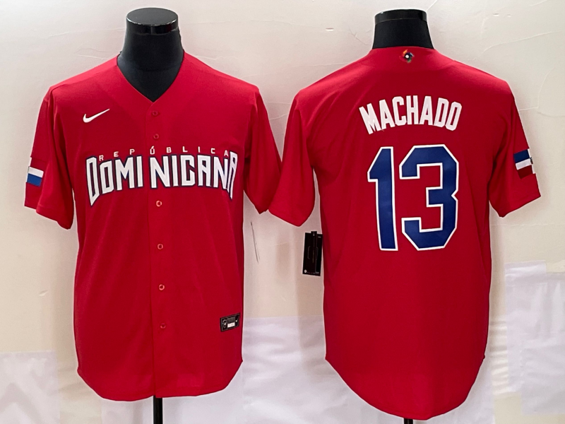 Men's 2023 World Baseball Classic Manny Machado Dominican Republic Red Jersey