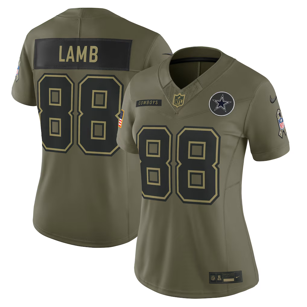 Women's Dallas Cowboys CeeDee Lamb Olive 2025 Salute to Service Limited Jersey