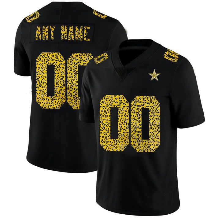 Custom1 Dallas Cowboys Jersey1 Black Limited Fashion Vapor Leopard Print Stitched Football Jerseys