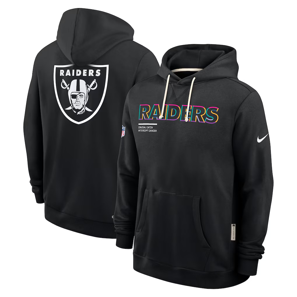 Men's Las Vegas Raiders Black 2025 NFL Crucial Catch Sideline Standard Issue Dri-FIT Hoodie