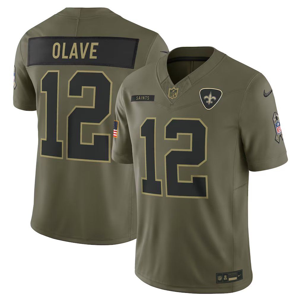 Men's New Orleans Saints Chris Olave Olive 2025 Salute to Service Limited Jersey