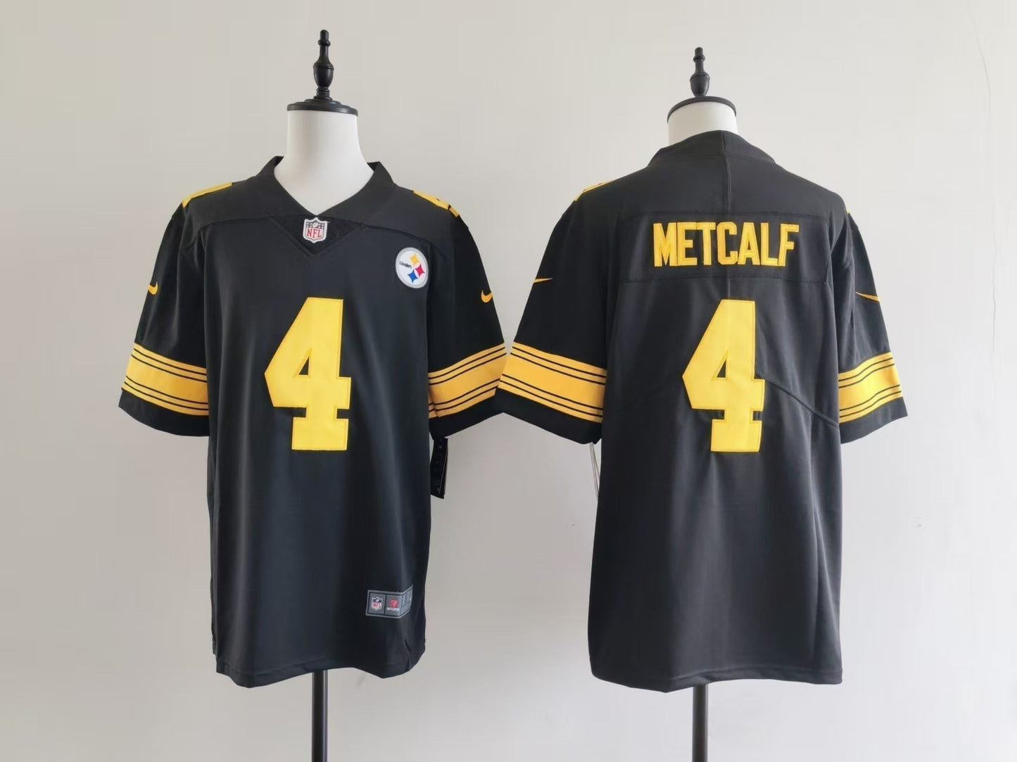 Men's Pittsburgh Steelers DK Metcalf Jersey - Black-yellow numbers