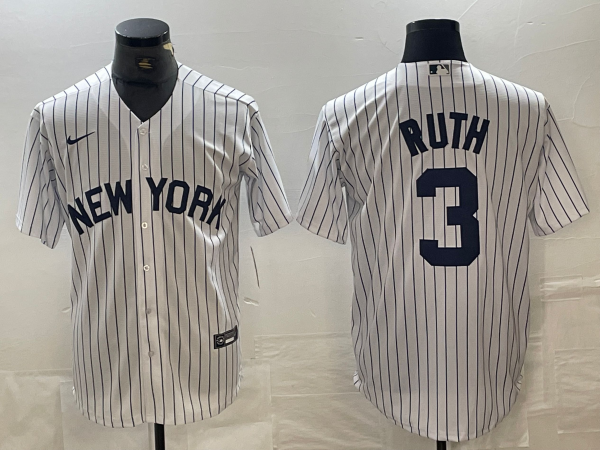 Men's New York Yankees1 Babe Ruth #3 White Limited Jersey