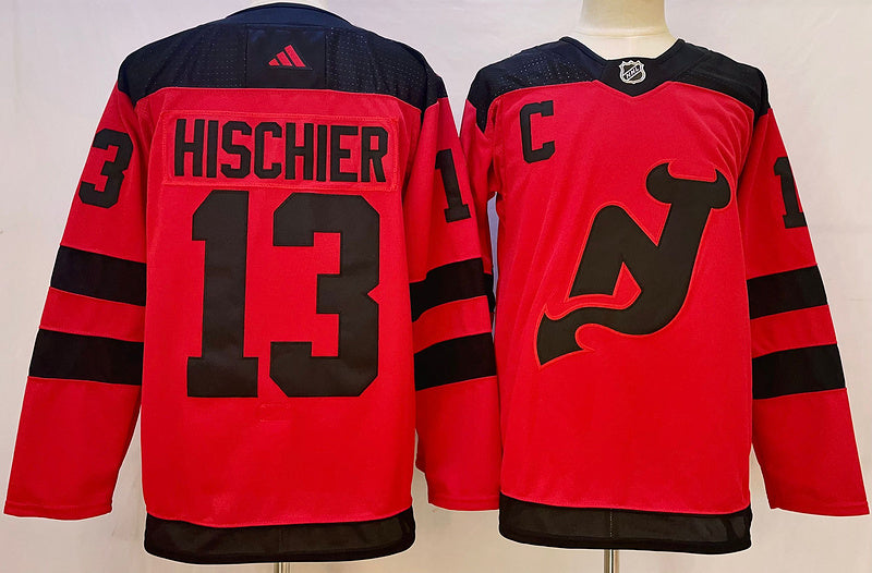 Men's New Jersey1 Devils Nico Hischier #13 Red Game Jersey1
