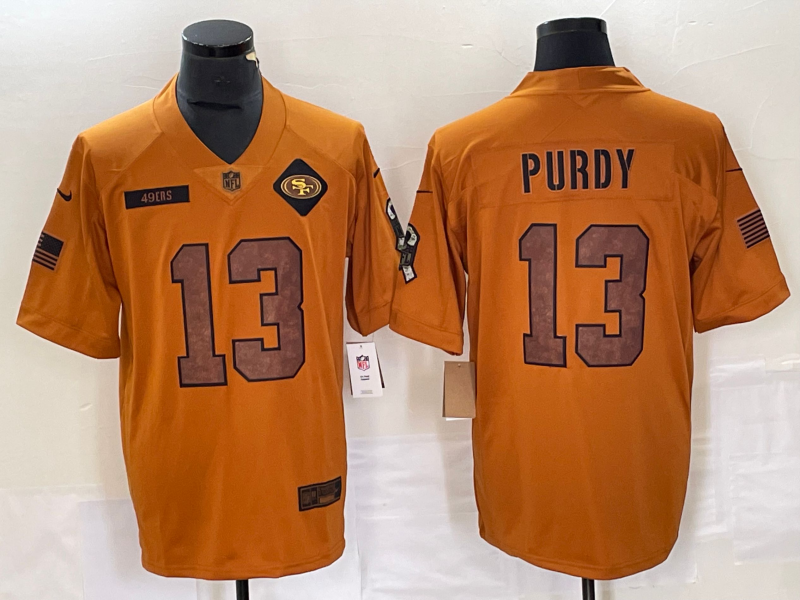 Men's San Francisco 49ers Brock Purdy Brown 2023 Salute To Service Retired Player Limited Jersey