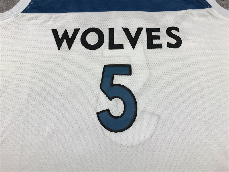 Timberwolves #5 White Jersey