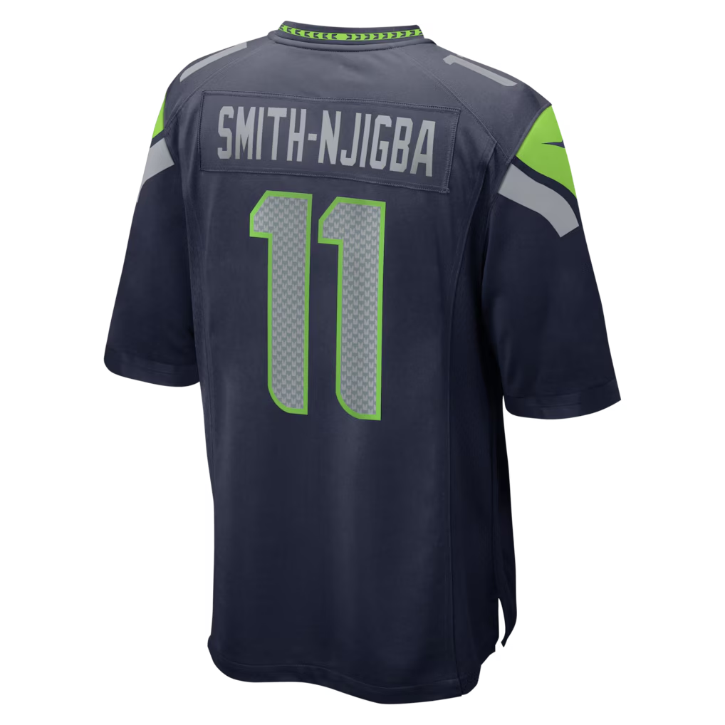 Men's Seattle Seahawks Jaxon Smith-Njigba College Navy Super Bowl LX Patch Game Jersey