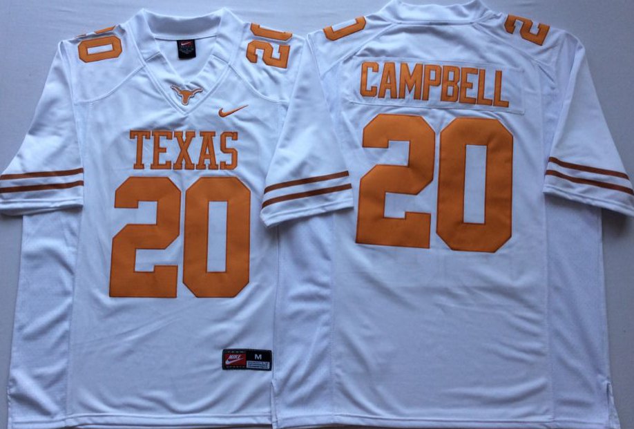 Men's Texas Longhorns Earl Campbell White Replica Team Jersey