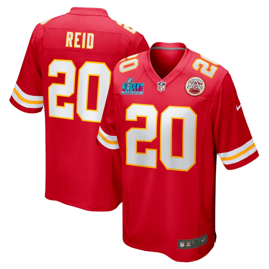 Men's Kansas City Chiefs Justin Reid Red Super Bowl LVII Patch Game Jersey