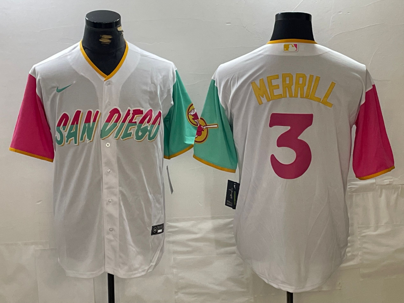 Men's San Diego Padres Jackson Merrill White City Connect Replica Player Jersey