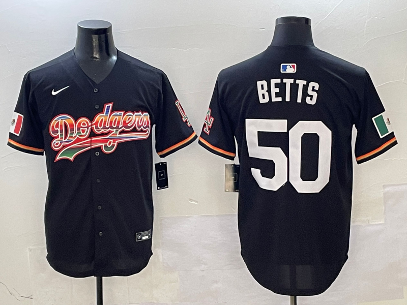 Men's Los Angeles Dodgers Mookie Betts Black Team Game Jersey