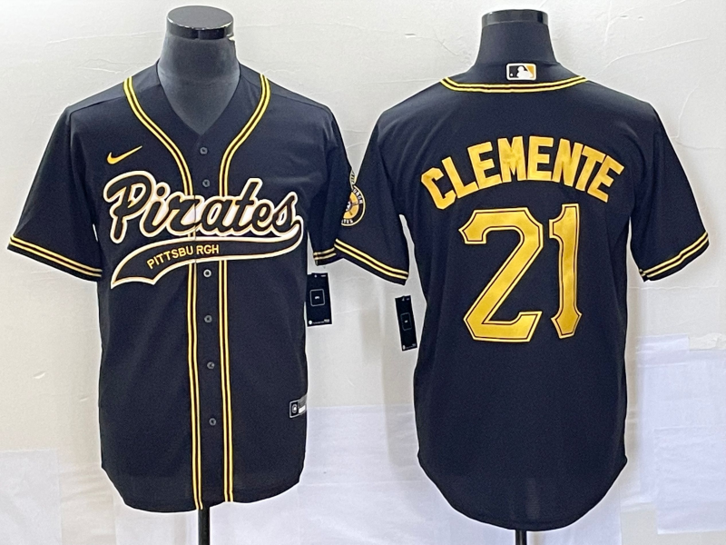 Men's Pittsburgh Pirates Roberto Clemente Black Replica Team Jersey Joint Edition