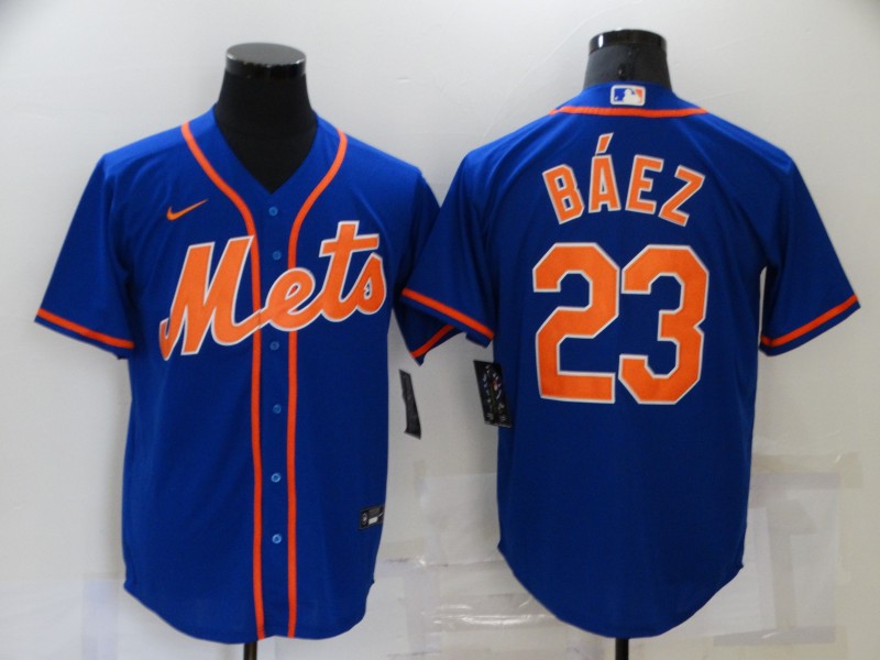Men's New York Mets Javier Baez Blue Replica Baseball Jersey