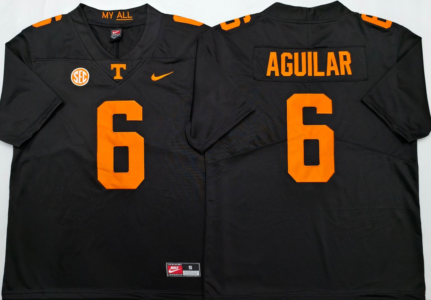 Men's Tennessee Volunteers Joey Aguilar #6 Black Player Game Jersey