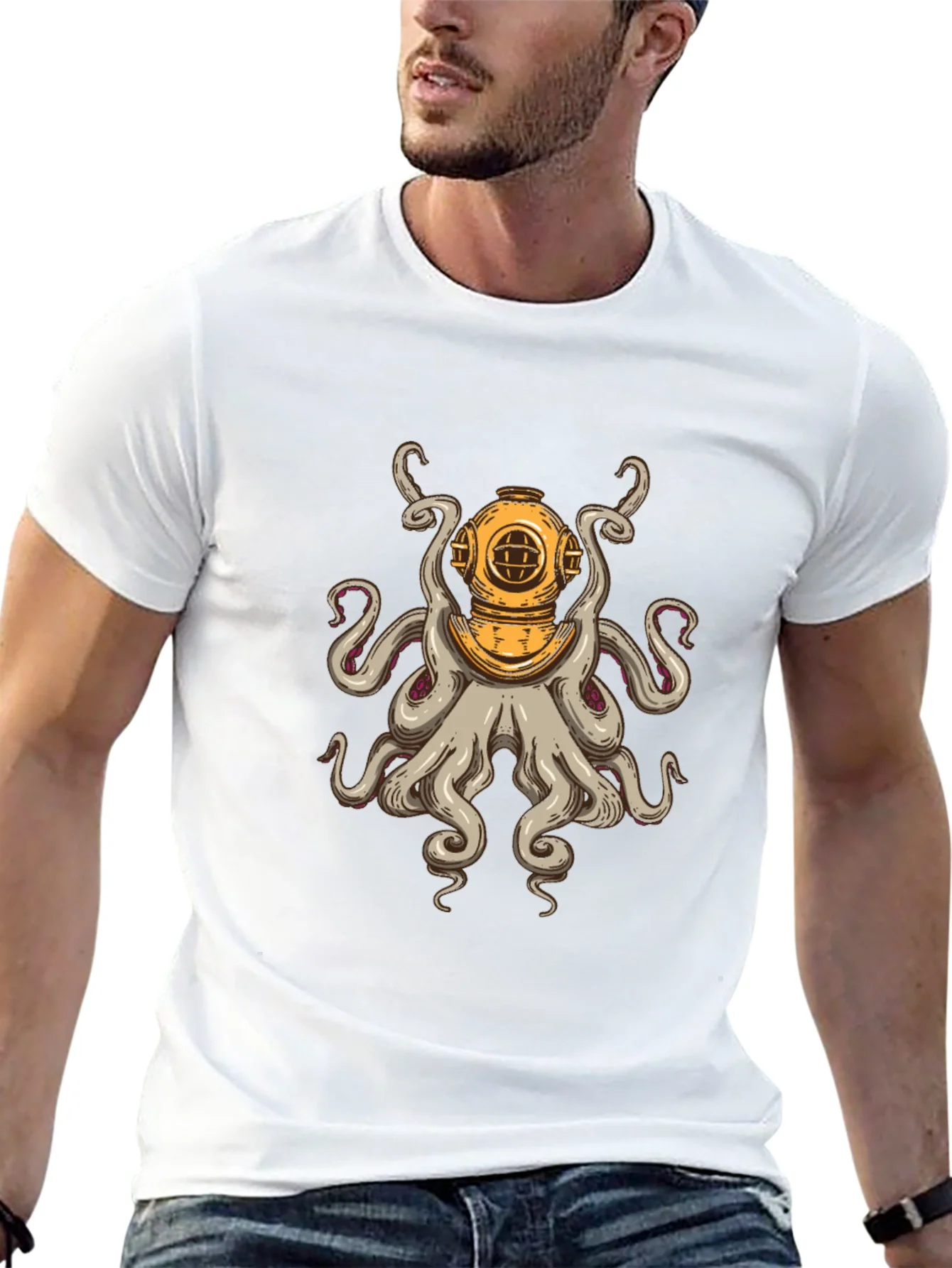 Diver Octopus T-Shirt - Unique Graphic Tee